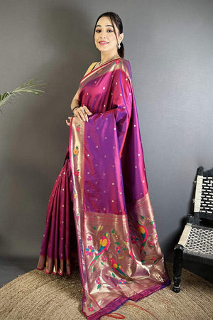 Magenta Paithani Woven Silk Saree (ND822)