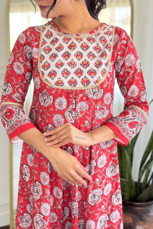 Maroon Floral Printed Rayon Anarkali Suit Set