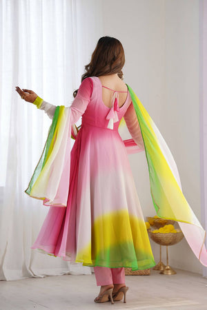 Multi Color Solid Georgette Anarkali Suit (NKB-51-Multicolor)