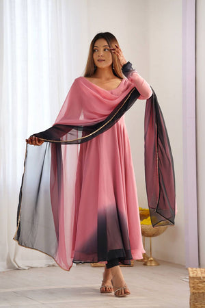Pink Solid Georgette Anarkali Suit (NKB-51-ONIONPINK)