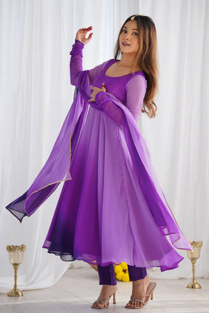 Violet Solid Georgette Anarkali Suit (NKB-51-PURLE)
