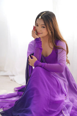 Violet Solid Georgette Anarkali Suit (NKB-51-PURLE)