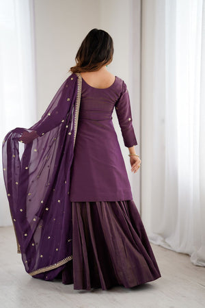 Violet Sequin Silk Palazzo Suit (NKB-74-Purple)