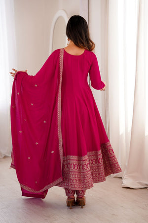 Pink Sequin with Embroidered Silk Anarkali Suit (NKB-75-PINK)