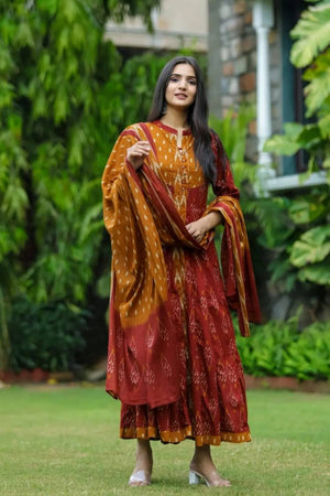 Multi Color Printed Cotton Kurti Pant Set (NYS-151304-YR)