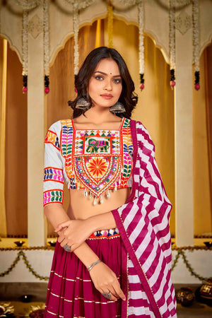 Pink Embroidered With Lace Work Georgette Lehenga