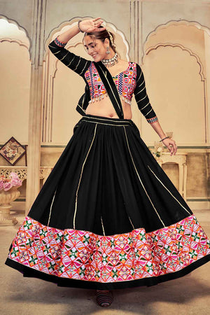 Black Embroidered Georgette Lehenga