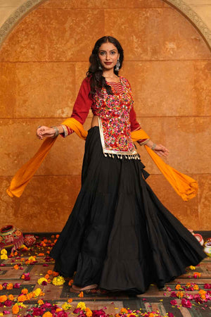 Black Solid Crepe Lehenga