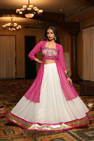 White Solid Georgette Lehenga