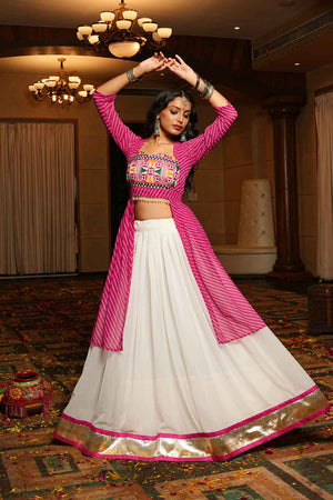 White Solid Georgette Lehenga