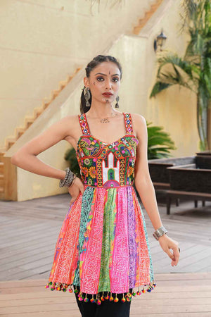 Multi Embroidered Crepe Kurtis