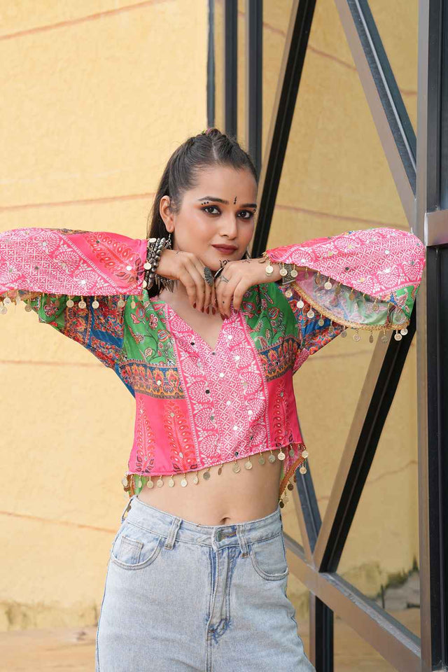 Multi Embroidered Chinon Top