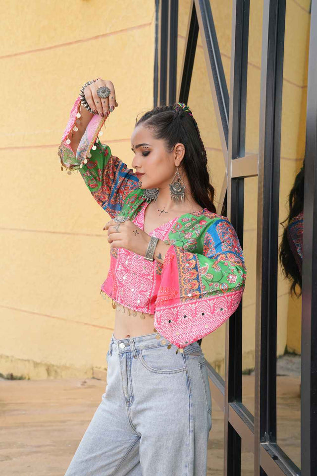 Multi Embroidered Chinon Top