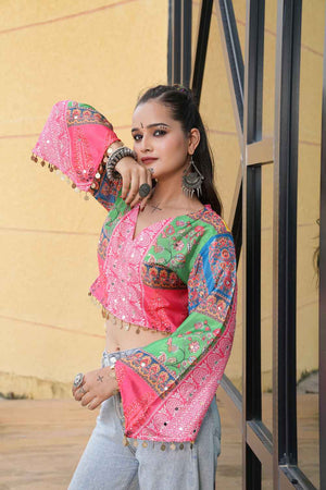 Multi Embroidered Chinon Top