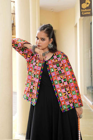 Black Embroidered Georgette Kurti