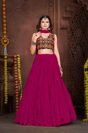 Mustard Solid Crepe Lehenga