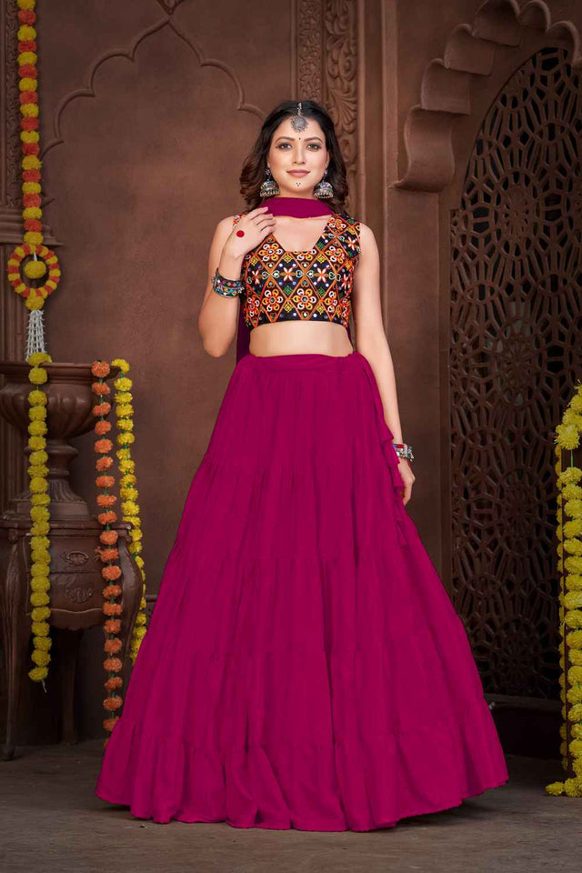 Mustard Solid Crepe Lehenga