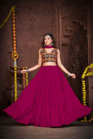 Mustard Solid Crepe Lehenga