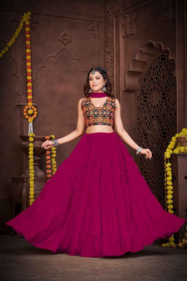 Mustard Solid Crepe Lehenga