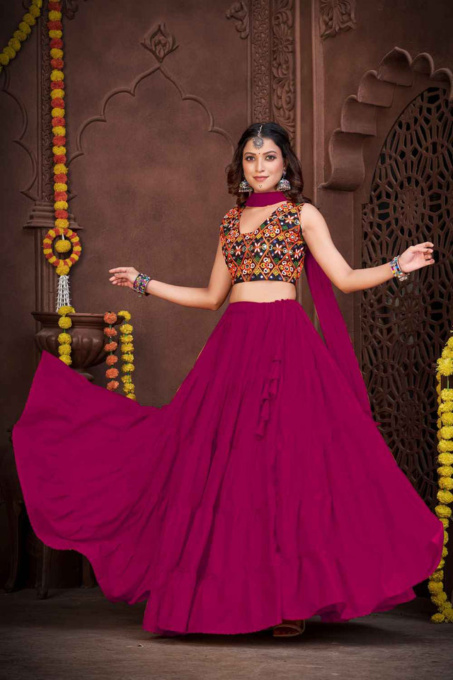 Mustard Solid Crepe Lehenga