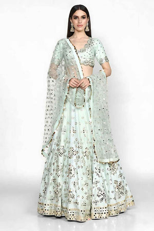 Sky Blue Mirror Sequin Silk Lehenga (Net_MrSky)