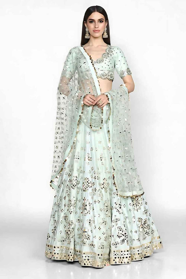 Sky Blue Mirror Sequin Silk Lehenga (Net_MrSky)