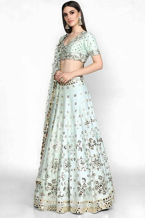 Sky Blue Mirror Sequin Silk Lehenga (Net_MrSky)