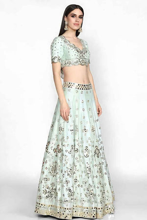 Sky Blue Mirror Sequin Silk Lehenga (Net_MrSky)