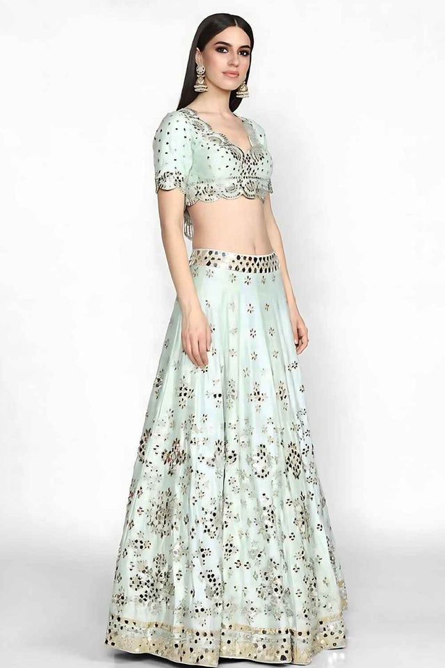 Sky Blue Mirror Sequin Silk Lehenga (Net_MrSky)