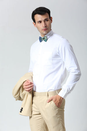 Blue Silk Foil Print Bow Tie