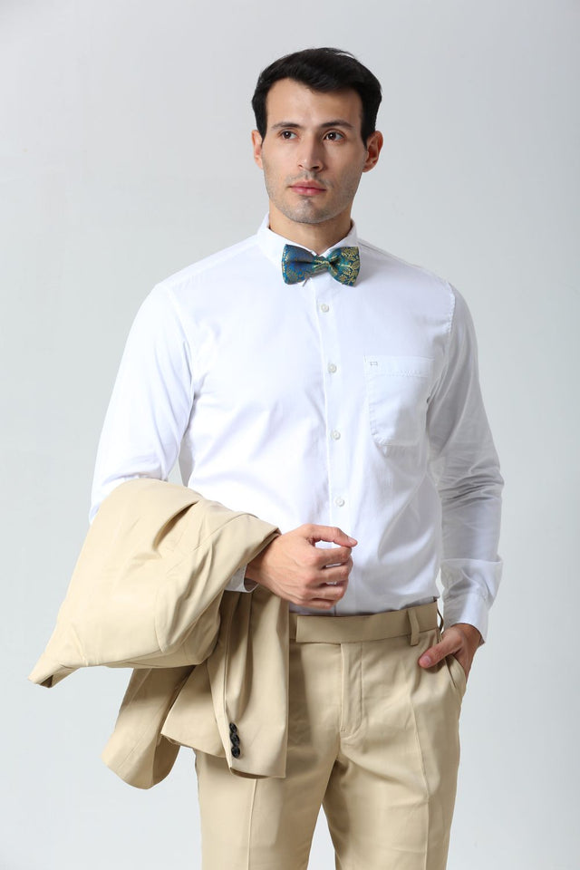 Blue Silk Foil Print Bow Tie