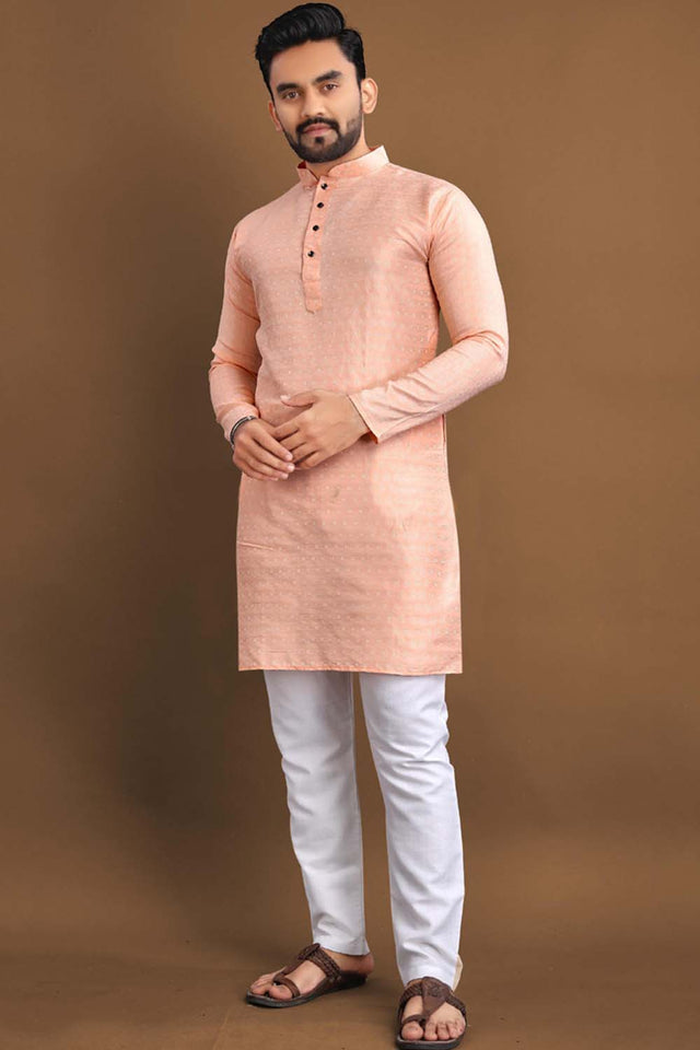 Orange Solid Men's Kurta Set