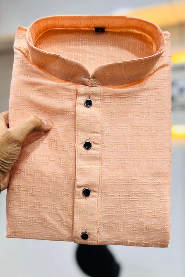 Orange Solid Men's Kurta Set