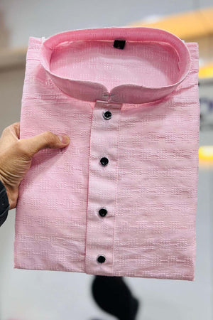 Pink Solid Men's Kurta Set