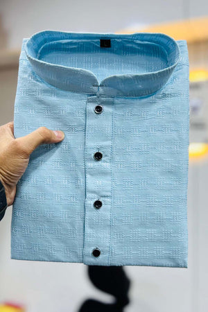 Blue Solid Men's Kurta Set