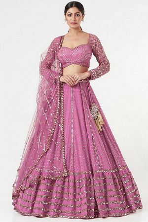 Pink Gotta Patti Georgette Lehenga