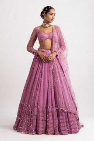 Pink Gotta Patti Georgette Lehenga