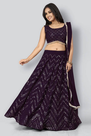 Violet Sequin Georgette Lehenga