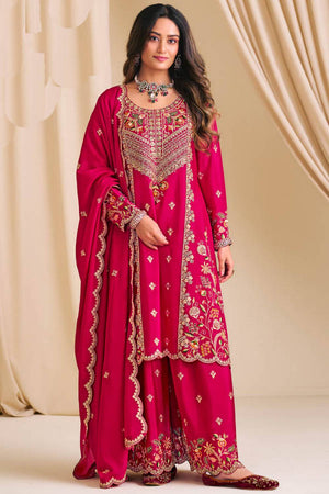 Pink Sequin with Embroidered Art Silk Pakistani Suit Set (RADHA KALASH-6001)