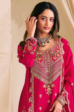 Pink Sequin with Embroidered Art Silk Pakistani Suit Set (RADHA KALASH-6001)