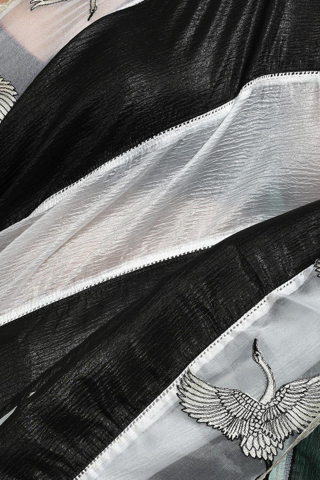 Black Thread Work Chiffon Saree (RBHLWT6C3794)