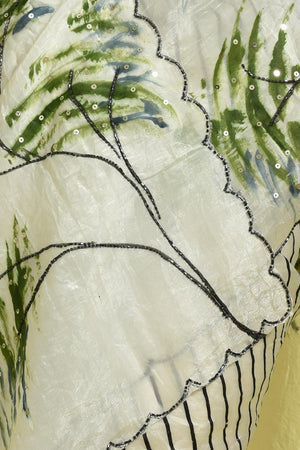 White Beads & Stone Embossed Chiffon Saree (RBHWWP6C3802)
