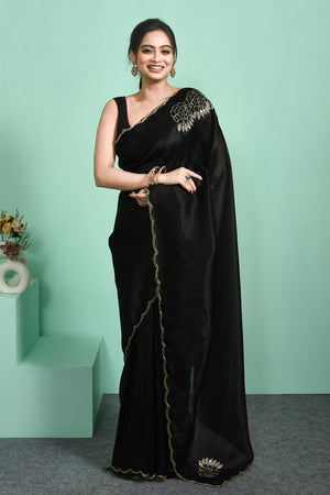 Black Sequin Tissue Saree (RBILLM6C3796)
