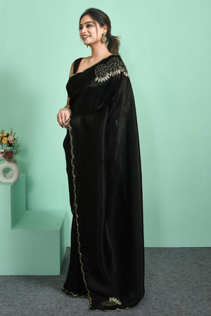 Black Sequin Tissue Saree (RBILLM6C3796)