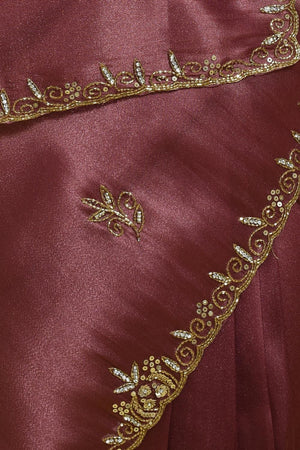 Violet Sequin with Embroidered Tissue Saree (RBIQQT6B3732)