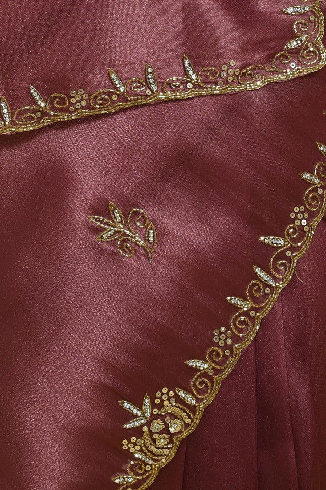 Violet Sequin with Embroidered Tissue Saree (RBIQQT6B3732)