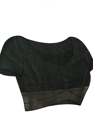 Black Floral Embroidered Silk Blend Saree (RBMLLN6C3810)