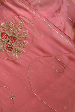 Pink Floral Embroidered Silk Blend Saree (RBMPPZ6B3731)