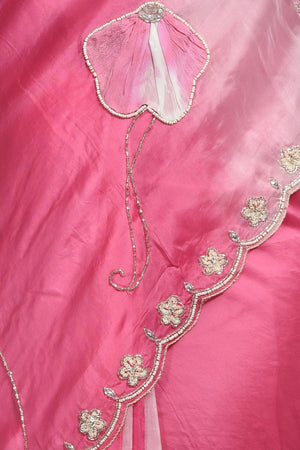 Pink Sequin & Beads Embossed Silk Blend Saree (RBMPWZ6C3816)