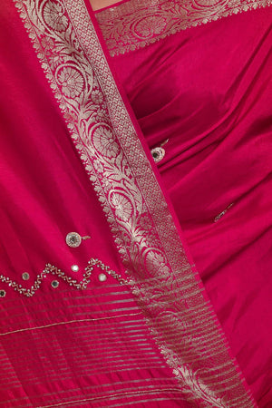 Pink Embroidered Silk Blend Saree (RBMPYW6B3716)